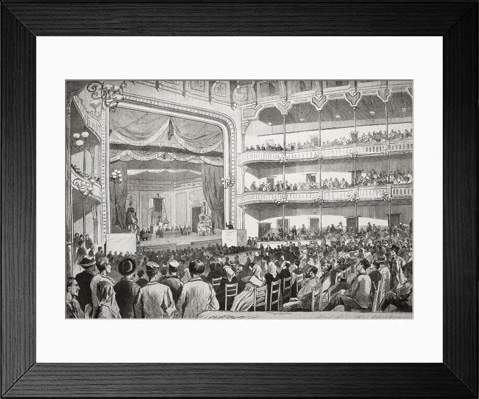 Framed Print : Spain (1870). First Congress of Spanish Workers, held in Barcelona. Engraving. AISA / Everett Collection**US SALES ONLY** Framed Print : Spain (1870). First Congress of Spanish Workers, held in Barcelona. Engraving. AISA / Everett Collection**US SALES ONLY**