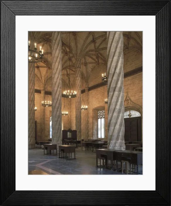 Framed Print : Lonja de la Seda o Lonja de Mercaderes (Silk or Merchant's Exchange) of Valencia. 1482-1533. SPAIN. Valencia. Llotja (Guildhall). Contract Hall, by Pere Comte. Gothic art