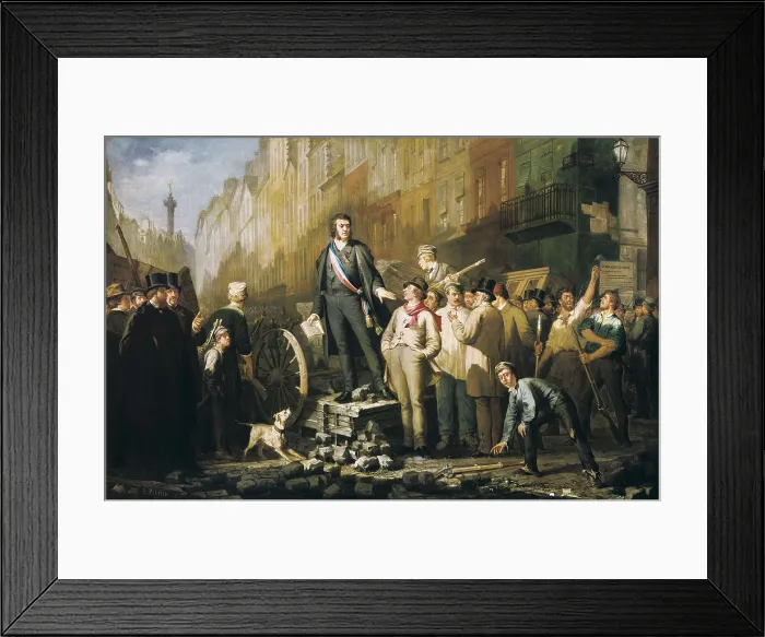 Framed Print : ROUIS PICHIO, Ernest (1840-1893). Alphonse Baudin at the barricades. 1869