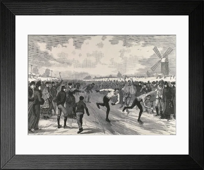 Framed Print : Ice-skating race in Littleport (Cambridgeshire). 1891. Contest at the arrival to the post between J. Smart and T. Wells. AISA / Everett Collection**US SALES ONLY**