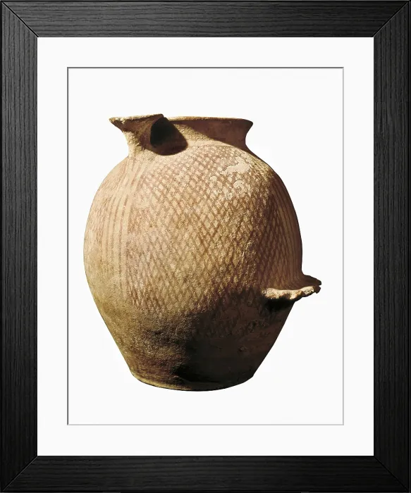 Framed Print : Neolithic vase (3000-2100 BC). Neolithic art. Terra-cotta. JORDAN. Amman. Archaeological Museum. Proc: ISRAEL. Jericho. AISA / Everett Collection**US SALES ONLY**