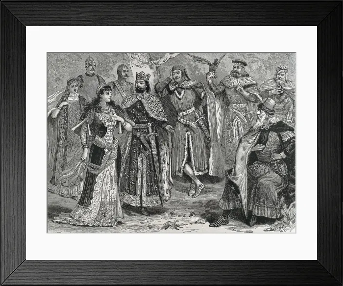 Framed Print : Main characters from the opera 'Ivanhoe' (1891), libretto by Julian Sturgis and music by Arthur Sullivan, based on Walter Scott's novel Framed Print : Main characters from the opera 'Ivanhoe' (1891), libretto by Julian Sturgis and music by Arthur Sullivan, based on Walter Scott's novel