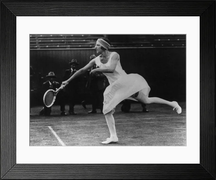 Framed Print : Suzanne Lenglen, swinging tennis racket on the courts of Wimbledon, June 29, 1925. (BSLOC_2015_17_103) Framed Print : Suzanne Lenglen, swinging tennis racket on the courts of Wimbledon, June 29, 1925. (BSLOC_2015_17_103)