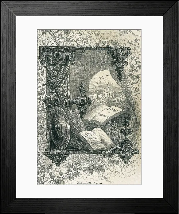Framed Print : CERVANTES SAAVEDRA, Miguel de (1547-1616). Illustration of 'The Ingenious Gentleman Don Quixote of La Mancha'. Etching. AISA / Everett Collection**US SALES ONLY**