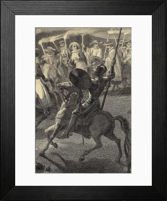 Framed Print : CERVANTES SAAVEDRA, Miguel de (1547-1616). Illustration of 'The Ingenious Gentleman Don Quixote of La Mancha'. Etching. AISA / Everett Collection**US SALES ONLY**