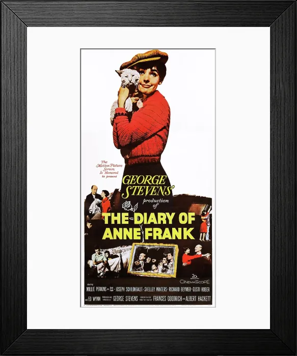 Framed Print : THE DIARY OF ANNE FRANK, US poster, Millie Perkins (top), 1959, TM & Copyright 20th Century Fox Film Corp. / courtesy Everett Collection Framed Print : THE DIARY OF ANNE FRANK, US poster, Millie Perkins (top), 1959, TM & Copyright 20th Century Fox Film Corp. / courtesy Everett Collection