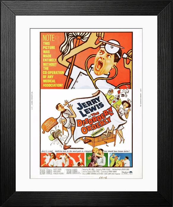 Framed Print : THE DISORDERLY ORDERLY, US poster, Jerry Lewis, 1964
