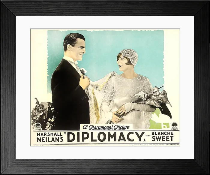 Framed Print : DIPLOMACY, right: Blanche Sweet on lobbycard, 1926