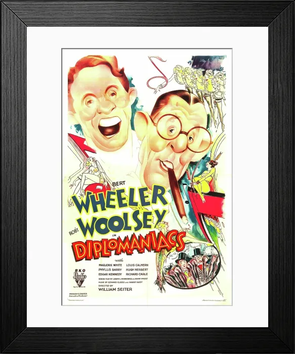 Framed Print : DIPLOMANIACS, US poster art, from left: Bert Wheeler, Robert Woolsey, 1933