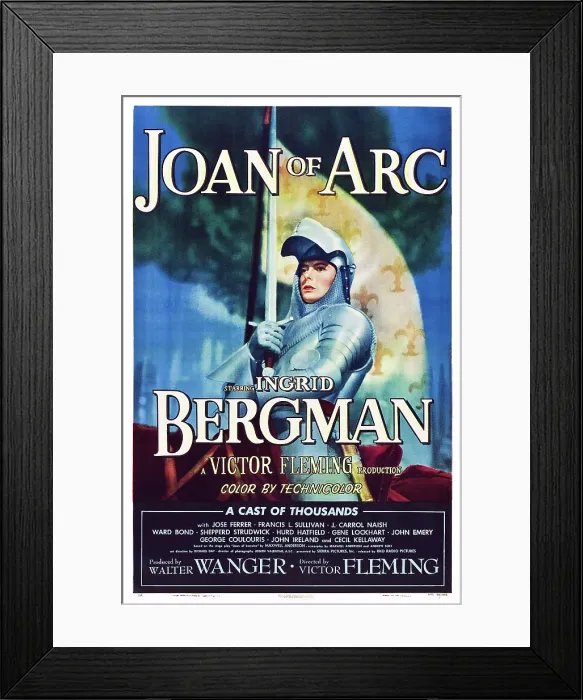 Framed Print : JOAN OF ARC, poster art, Ingrid Bergman, 1948