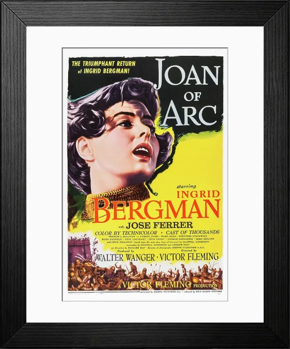 Framed Print : JOAN OF ARC, US poster art, Ingrid Bergman, 1948