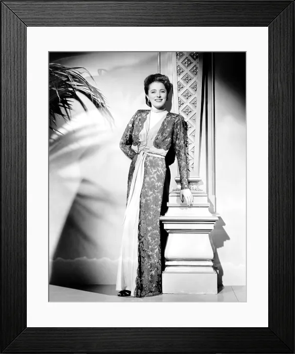 Framed Print : THE VERY THOUGHT OF YOU, Eleanor Parker, in a brown lace and dove-gray chiffon dinner dress from I. Magnin's, 1944