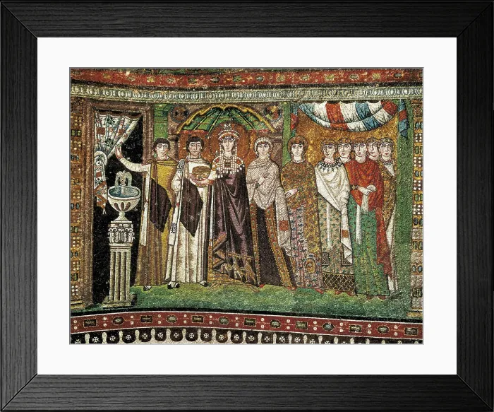 Framed Print : Empress Theodora with her court. ca. 547. ITALY. Ravenna. San Vitale. Early Byzantine art. Mosaic. AISA / Everett Collection**US SALES ONLY** Framed Print : Empress Theodora with her court. ca. 547. ITALY. Ravenna. San Vitale. Early Byzantine art. Mosaic. AISA / Everett Collection**US SALES ONLY**