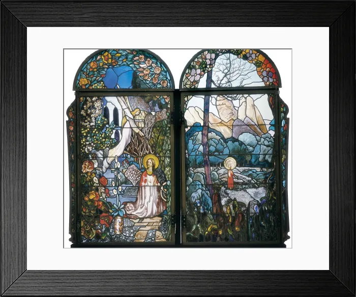 Framed Print : MIR I TRINXET, Joaquim (1873-1940). The Annunciation and the Virgin as Child. ca. 1912. Glass window. AISA / Everett Collection - Image has fine art copyright