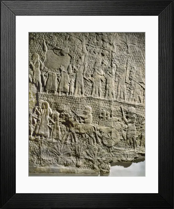 Framed Print : Detail of a panel. Depiction of the exodus of the people from a conquered city. Assyrian art. Relief on rock. UNITED KINGDOM. London. The British Museum. Proc: IRAQ. Kuyunjik Framed Print : Detail of a panel. Depiction of the exodus of the people from a conquered city. Assyrian art. Relief on rock. UNITED KINGDOM. London. The British Museum. Proc: IRAQ. Kuyunjik