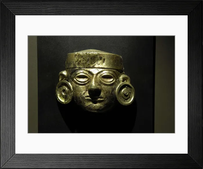 Framed Print : Golden copper mask (3rd c. AD), part of a headdress. Moche or Mochica Art. PERU. Sipn. Royal Tombs of Sipn Museum. AISA / Everett Collection**US SALES ONLY** Framed Print : Golden copper mask (3rd c. AD), part of a headdress. Moche or Mochica Art. PERU. Sipn. Royal Tombs of Sipn Museum. AISA / Everett Collection**US SALES ONLY**