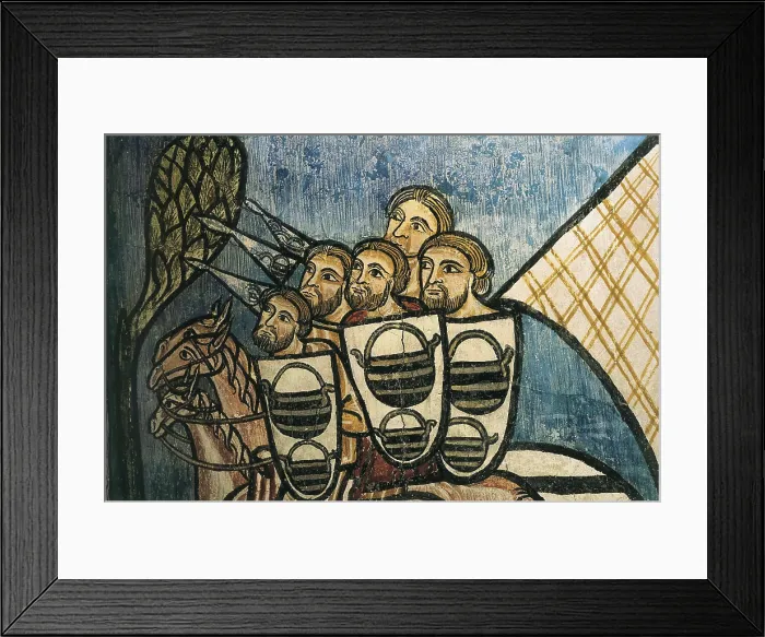Framed Print : SPAIN. Valladolid. Monastery of San Bernardo de Valbuena. Group of soldiers on horseback (14th c.). Gothic art. Fresco. AISA / Everett Collection**US SALES ONLY**