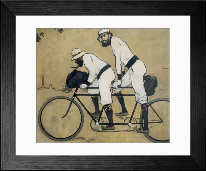 Framed Print : CASAS i CARBO, Ramn (1866-1932). Ramon Casas and Pere Romeu on a Tandem. 1897. Modernism. Oil on canvas. SPAIN. Barcelona. National Art Museum of Catalonia