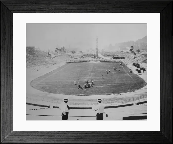 Framed Print : Construction of the Rose Bowl Stadium, Pasadena, Los Angeles County, California. View to south, 1928. (BSLOC_2015_17_131)