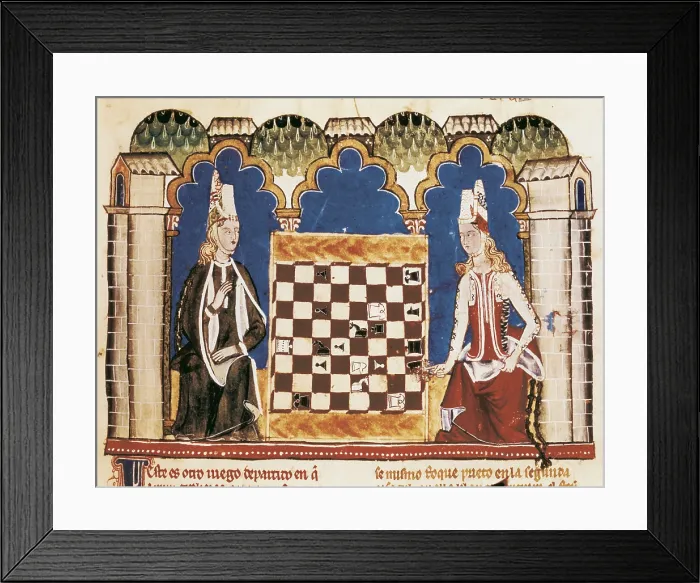 Framed Print : Alfonso X, called 'The Wise' (1221-1284). Libro de los Juegos (Book of Games). 1282. 'Book of Games' by Alfonso X the Wise. Women playing tric-trac