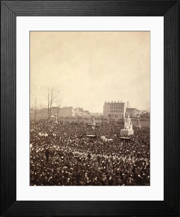 Framed Print : Crowd at Rutherford B. Hayes inauguration photographed from the Capitol, March 5, 1877. Horatio Greenoughs imposing statue of George Washington stands out in a sea of people Framed Print : Crowd at Rutherford B. Hayes inauguration photographed from the Capitol, March 5, 1877. Horatio Greenoughs imposing statue of George Washington stands out in a sea of people