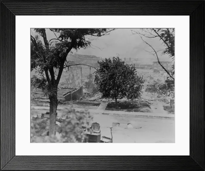 Framed Print : Rubble of houses in African American neighborhood of Greenwood in Tulsa, after race riot