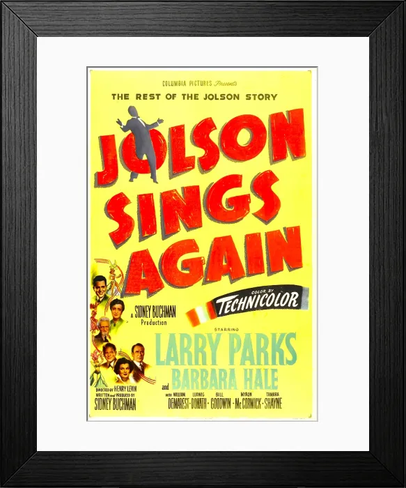 Framed Print : JOLSON SINGS AGAIN, US poster, Al Jolson, 1949