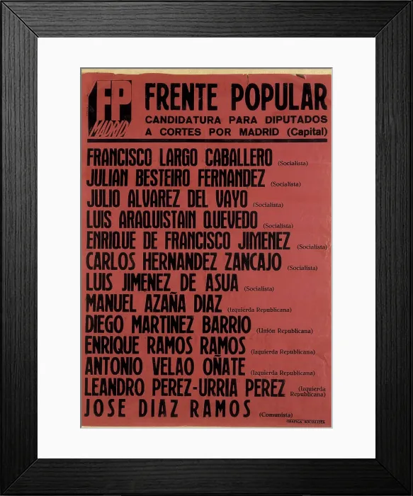 Framed Print : Spain. Second Republic (1931-1936). Candidature of the Popular Front in Madrid. AISA / Everett Collection**US SALES ONLY** Framed Print : Spain. Second Republic (1931-1936). Candidature of the Popular Front in Madrid. AISA / Everett Collection**US SALES ONLY**