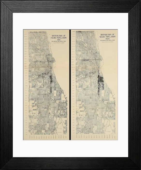 Framed Print : Distribution of African American population in Chicago in 1910 and 1920