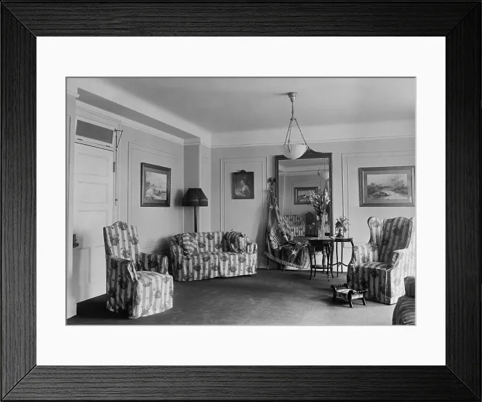Framed Print : Vice President Coolidge's family residence at the Willard Hotel, on August 3, 1923. A Presidential flag is draped near the mirror, since this became the residence of the U.S Framed Print : Vice President Coolidge's family residence at the Willard Hotel, on August 3, 1923. A Presidential flag is draped near the mirror, since this became the residence of the U.S