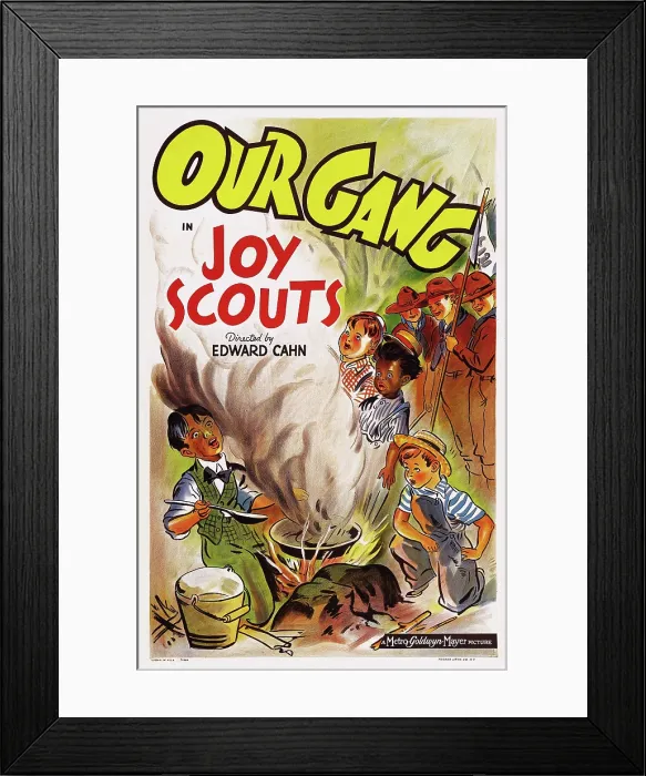 Framed Print : JOY SCOUTS, l-r: Carl Alfalfa Switzer, George Spanky McFarland, Billie Buckwheat Thomas, Robert Blake on poster art, 1939