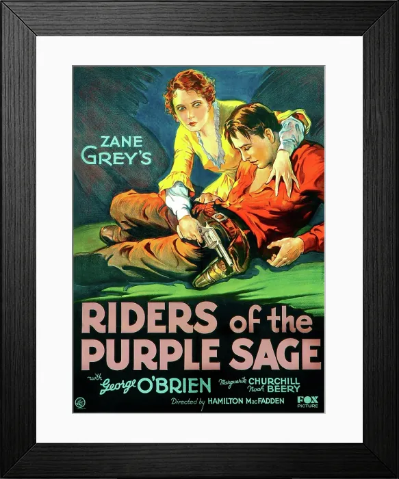 Framed Print : RIDERS OF THE PURPLE SAGE, from top on US poster art: Marguerite Churchill, George O'Brien, 1931