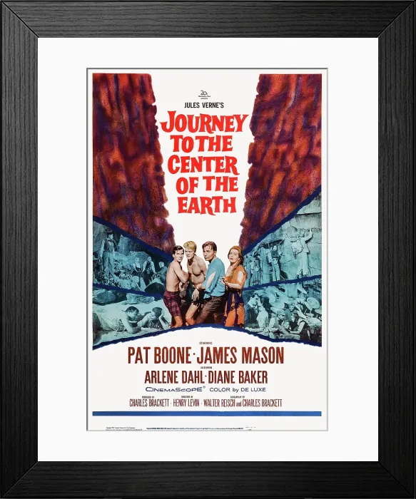 Framed Print : JOURNEY TO THE CENTER OF THE EARTH, U.S. poster art, from left: Pat Boone, Peter Ronson, James Mason, Arlene Dahl, 1959. TM and Copyright 20th Century Fox Film Corp Framed Print : JOURNEY TO THE CENTER OF THE EARTH, U.S. poster art, from left: Pat Boone, Peter Ronson, James Mason, Arlene Dahl, 1959. TM and Copyright 20th Century Fox Film Corp