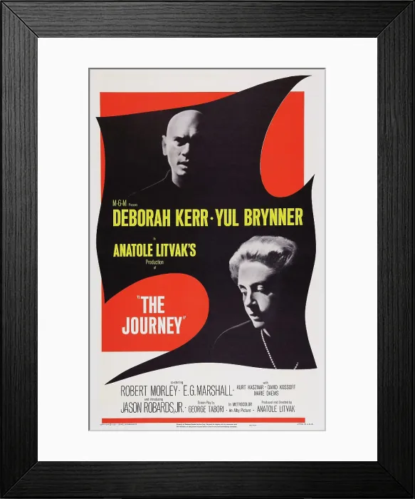 Framed Print : THE JOURNEY, US poster art, Yul Brynner (top), Deborah Kerr, 1959