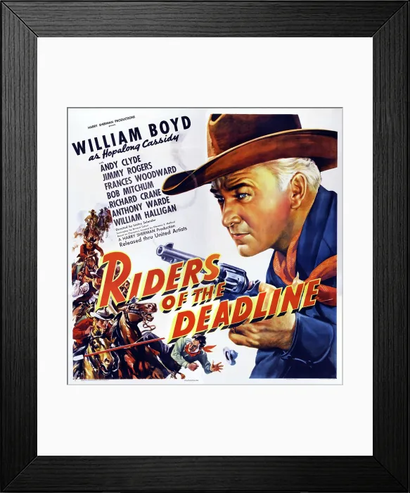 Framed Print : RIDERS OF THE DEADLINE, US poster art, William Boyd, 1943