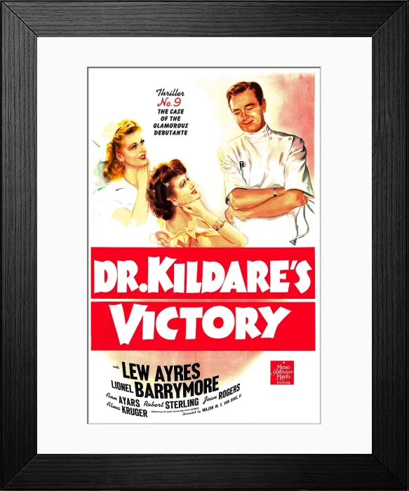 Framed Print : DR. KILDARE'S VICTORY: Thriller No. 9, The Case Of The Glamorous Debutante, US poster, from left: Jean Rogers, Ann Ayars, Lew Ayres, 1942