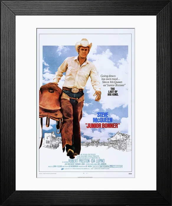 Framed Print : JUNIOR BONNER, Steve McQueen on poster art, 1972