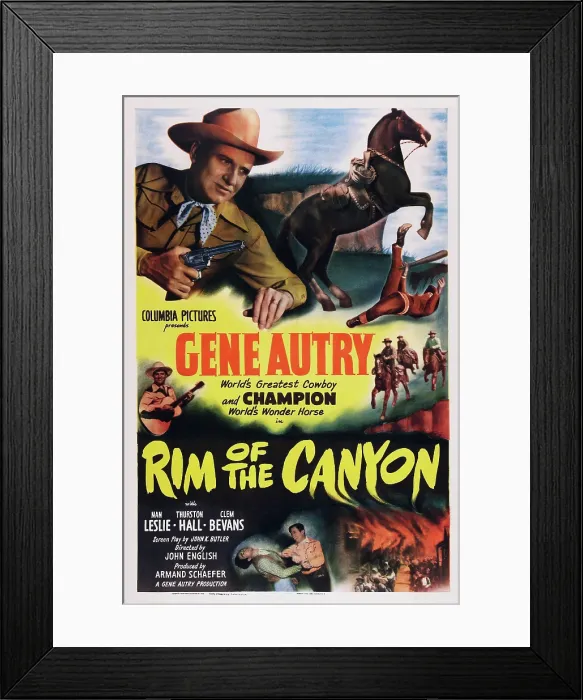 Framed Print : RIM OF THE CANYON, US poster art, Gene Autry, 1949