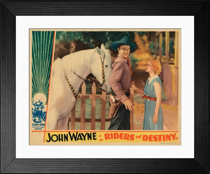 Framed Print : RIDERS OF DESTINY, from left: John Wayne, Cecilia Parker, 1933 Framed Print : RIDERS OF DESTINY, from left: John Wayne, Cecilia Parker, 1933