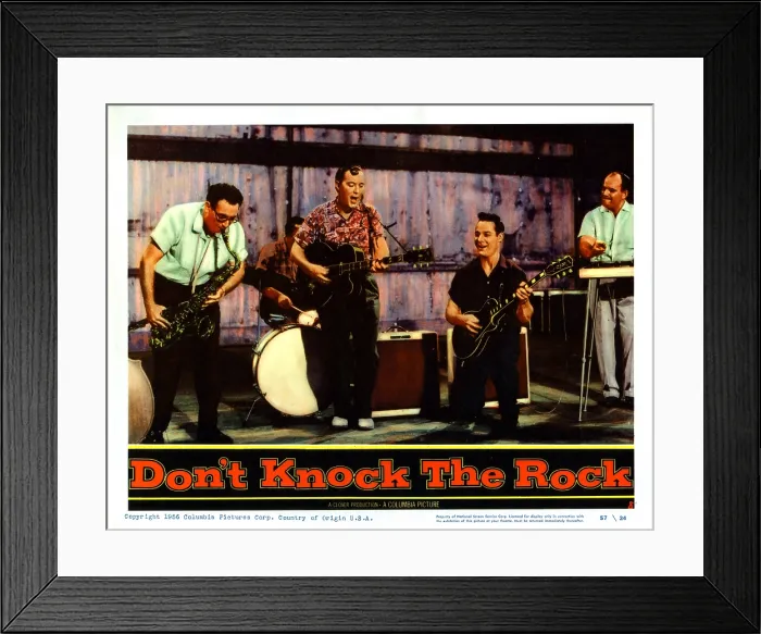 Framed Print : DON'T KNOCK THE ROCK, Bill Haley and the Comets (left to right, Rudy Pompilli, Ralph Jones, Billy Williamson, Johnny Grande), 1956 Framed Print : DON'T KNOCK THE ROCK, Bill Haley and the Comets (left to right, Rudy Pompilli, Ralph Jones, Billy Williamson, Johnny Grande), 1956