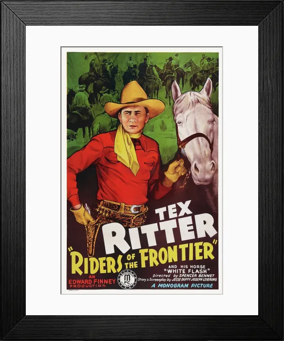Framed Print : RIDERS OF THE FRONTIER, US poster art, Tex Ritter, 1939 Framed Print : RIDERS OF THE FRONTIER, US poster art, Tex Ritter, 1939