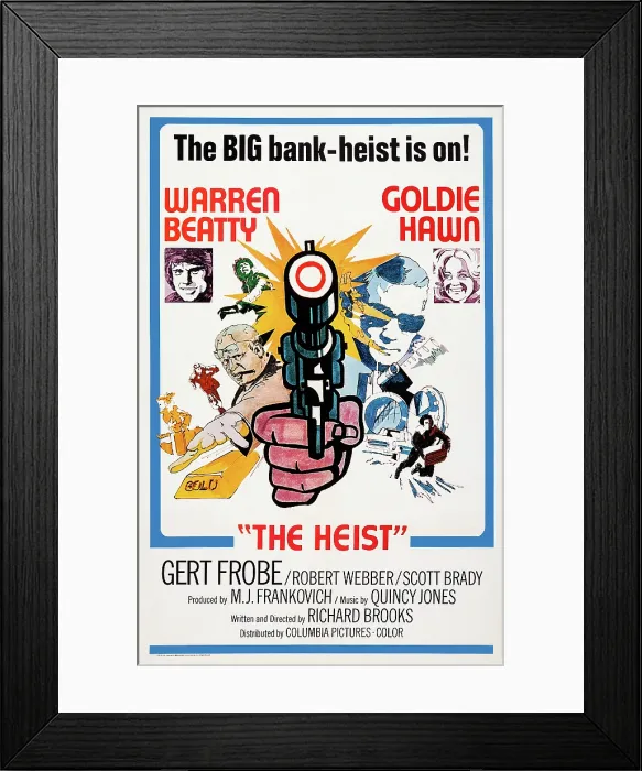 Framed Print : $, (aka DOLLARS, aka THE HEIST), British poster art, insets from left: Warren Beatty, Goldie Hawn, 1971 Framed Print : $, (aka DOLLARS, aka THE HEIST), British poster art, insets from left: Warren Beatty, Goldie Hawn, 1971