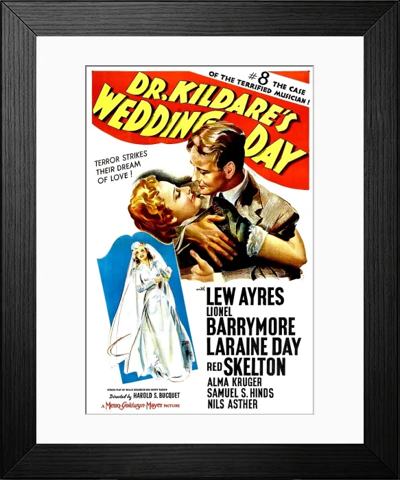 Framed Print : DR. KILDARE'S WEDDING DAY: #8, The Case Of The Terrified Musician!, US poster, Lew Ayres, Laraine Day, 1941 Framed Print : DR. KILDARE'S WEDDING DAY: #8, The Case Of The Terrified Musician!, US poster, Lew Ayres, Laraine Day, 1941