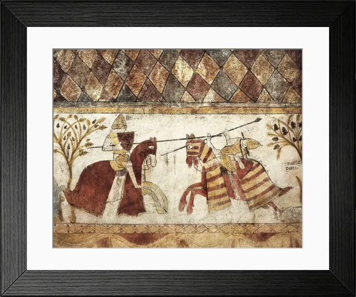 Framed Print : FRANCE. Pernes-les-Fontaines. Tour Ferrande. Manfred of Sicily in a duel against a French knight Framed Print : FRANCE. Pernes-les-Fontaines. Tour Ferrande. Manfred of Sicily in a duel against a French knight