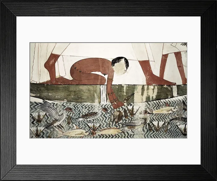 Framed Print : Tomb of Menna. EGYPT. Dayr al-Bahri. Valley of the Nobles. Tomb of Menna. Fishing scene in Nile river. Egyptian art. New Kingdom. Painting Framed Print : Tomb of Menna. EGYPT. Dayr al-Bahri. Valley of the Nobles. Tomb of Menna. Fishing scene in Nile river. Egyptian art. New Kingdom. Painting