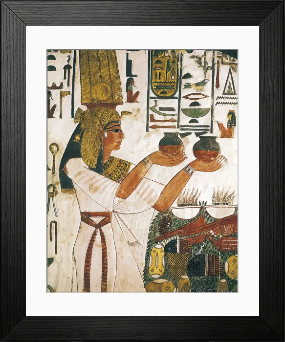 Framed Print : Tomb of Queen Nefertari. EGYPT. Dayr al-Bahri. Valley of the Queens. Tomb of Queen Nefertari. Queen Nefertari offering. Egyptian art. New Kingdom. Painting