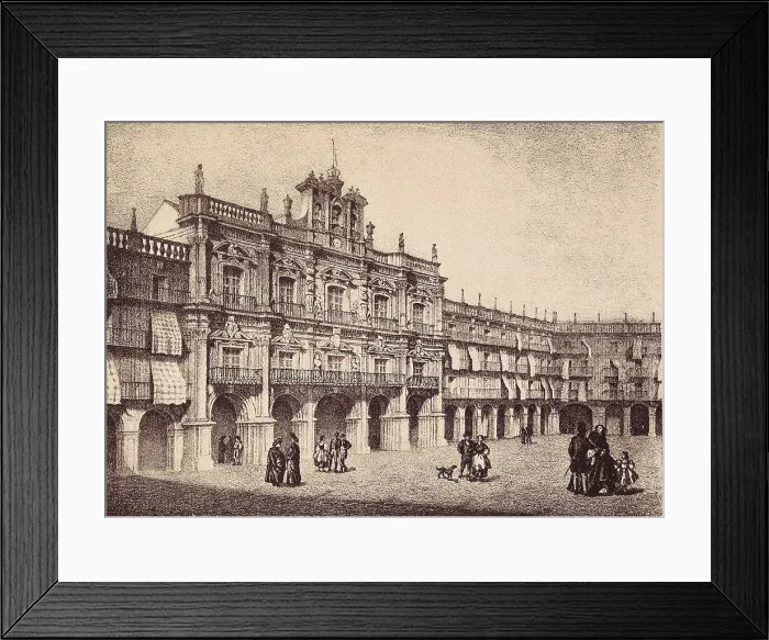 Framed Print : Salamanca (19th c.). Main Square. Litography. SPAIN. Madrid. National Library. AISA / Everett Collection**US SALES ONLY**
