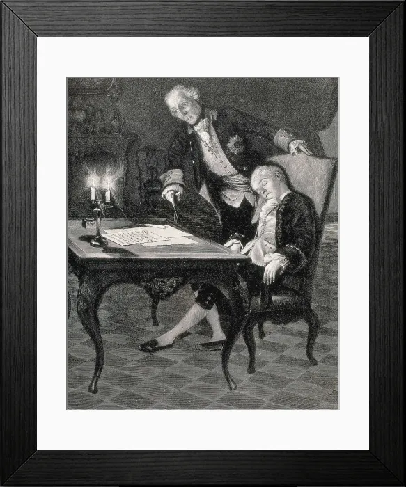Framed Print : FREDERICK II 'the Geat' (1712-1786). Frederick II the Great and his page. Etching. AISA / Everett Collection**US SALES ONLY** Framed Print : FREDERICK II 'the Geat' (1712-1786). Frederick II the Great and his page. Etching. AISA / Everett Collection**US SALES ONLY**