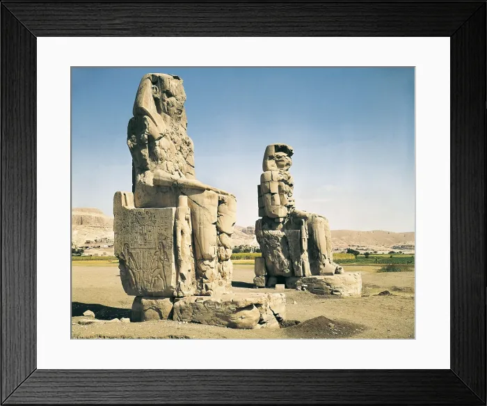 Framed Print : Colossi of Memnon. s.XIV BC. EGYPT. QUENA. Dyamet. Medinet Habu. Monolithic stoneware statues (16 m. h.) depicting Pharaoh Amenhotep III. Egyptian art. New Kingdom
