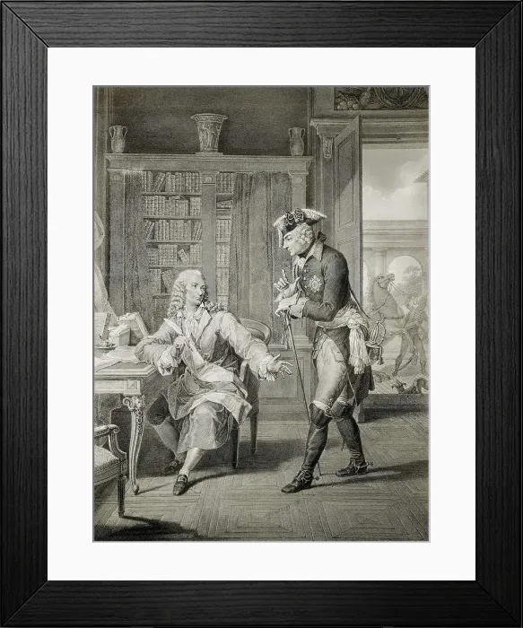 Framed Print : The king of Prussia Frederich the Great and Voltaire. Etching. AISA / Everett Collection**US SALES ONLY**
